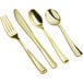 A close-up of a Visions Classic Heavy Weight Gold spoon and fork.