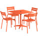 An orange Lancaster Table & Seating outdoor table and chairs set.