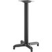 A black Lancaster Table & Seating counter height column table base with a metal pole.