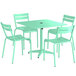 A Lancaster Table & Seating seafoam green table with 4 chairs.
