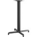 A black Lancaster Table & Seating bar height table base with a pedestal column.