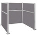 A Versare slate grey U-shaped cubicle partition with two panels.