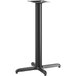 A black steel bar height column table base with a square base.