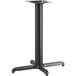 A black Lancaster Table & Seating counter height column table base with a square base.