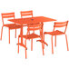 An orange table and chairs set on an outdoor patio.