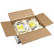 A white box of Bernardi Jumbo Round Durum Flour Cheese Ravioli with plastic bags inside.