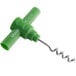 A green plastic pocket corkscrew with a spiral on the end.