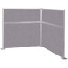 A Versare Hush Panel cloud gray cubicle with silver metal corners.