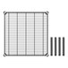 A black metal grid with four black rods on a white background.