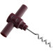A burgundy plastic pocket corkscrew with a metal handle and screw.