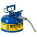 A blue Justrite 1 gallon safety can for kerosene.