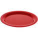 A red Carlisle melamine platter with an oval shape.