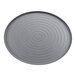 A black GET Roca matte melamine oval platter with a circular pattern.