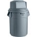 A gray Rubbermaid BRUTE 55 gallon trash can with a gray dome top.