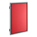 A red rectangular Avantco Dutch door with a silver metal frame.
