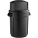 A Rubbermaid black trash can with a black dome lid.