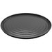 A gray oval melamine platter with a rippled design.