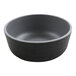 A black bowl with a grey rim on a white background.