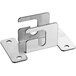 A stainless steel central hinge bracket for an Avantco prep table.
