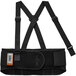 An Ergodyne ProFlex 1625 black back support belt with orange straps.
