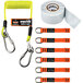 An Ergodyne Squids tool tethering kit with orange straps and a yellow lanyard.