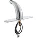 A silver Waterloo hands-free sensor faucet with black cord.