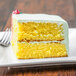 A slice of Rich's yellow layer cake on a plate.