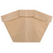 A brown paper bag with a square top.
