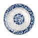 A blue and white Thunder Group Blue Dragon melamine plate with a circle pattern.