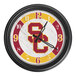A white Holland Bar Stool wall clock with the University of Southern California Trojans logo on it.