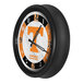 A white wall clock with a University of Tennessee Volunteers logo in black and orange.