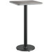A gray and white Lancaster Table and Seating bar height table with a black base pole.