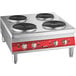 An Avantco solid French-style countertop electric range with four burners.