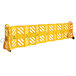 A yellow Vestil safety barrier with wheels.