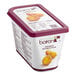 A white plastic tub of Les Vergers Boiron Mirabelle Plum 100% Fruit Puree with a purple lid.