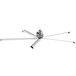 A white SkyBlade Shop Prop HVLS ceiling fan with four blades.