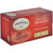 A red and white box of 25 Twinings English Breakfast tea bags.