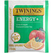 A box of 16 Twinings Superblends Energy+ Citrus & Apple Green Tea bags with green and white packaging and a yellow label featuring fruit.
