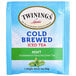 A blue box of Twinings Cold Brewed Green Tea with Mint Iced Tea Bags.