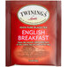 A red box of Twinings English Breakfast Tea Bags.