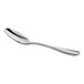 An Acopa Triumph stainless steel demitasse spoon with a silver handle.