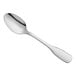 An Acopa Triumph stainless steel teaspoon with a silver handle.