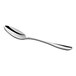 An Acopa Triumph stainless steel dinner/dessert spoon with a silver handle on a white background.