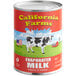 A red and white Evaporated Milk can with a cow on it.
