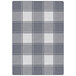 A Joy Carpets Impressions Highlander area rug with a gray and white plaid checkered pattern and white border.