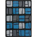 A Joy Carpets Marine area rug with blue squares and lines.