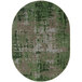 A green and grey Joy Carpets Kid Essentials Terra Mae oval area rug with a pattern.