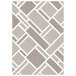 A Joy Carpets rectangular area rug with a gray and white geometric pattern.