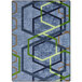 A Joy Carpets rectangular area rug with hexagons in blue and green.