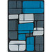 A Joy Carpets Marine rectangle area rug with blue and grey squares.